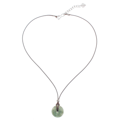 Silver and Natural Jade Pendant Necklace from Thailand