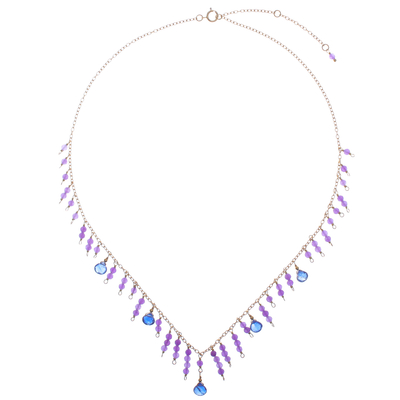24k Gold-Plated Kyanite and Amethyst Waterfall Necklace