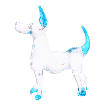 Handblown Light Blue Glass Ridgeback Dog Figurine