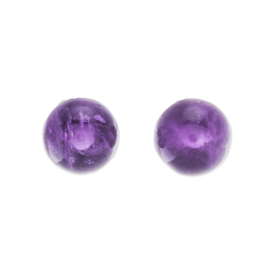 Amethyst Stud Earrings with Sterling Silver Posts