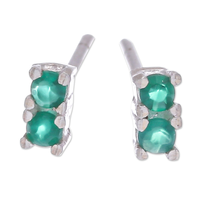Faceted Round Chalcedony Stud EarringsHigh Polish Finish
