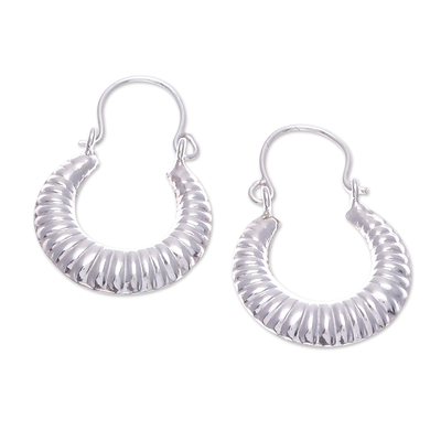 Polished Sterling Silver Hoop Earrings from Thailand