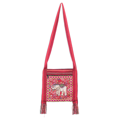 Classic Elephant-Themed Floral Red Sling made in Thailand