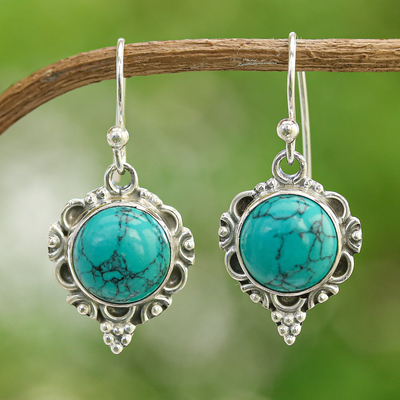 Polished Classic Reconstituted Turquoise Dangle Earrings