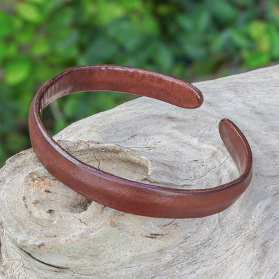 Handcrafted Modern Leather Cuff Bracelet in Brown