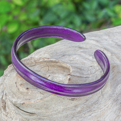 Handcrafted Modern Leather Cuff Bracelet in Purple