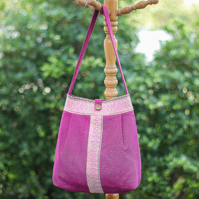 Handcrafted Fuchsia and Pink Cotton Shoulder Bag