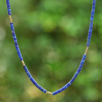 Lapis Lazuli Hematite Beaded Strand Necklace from Thailand