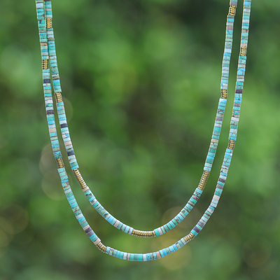 Reconstituted Turquoise Hematite Double Strand Necklace