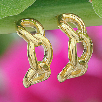 High-Polished 18k Gold-Plated Half-Hoop Earrings