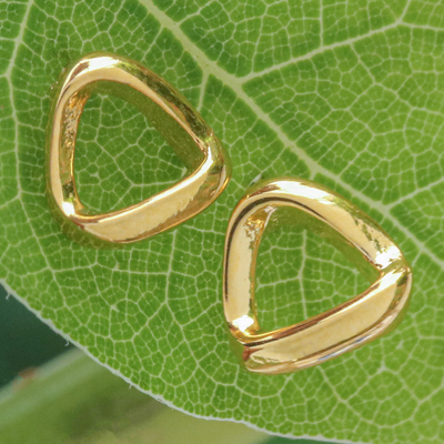 High-Polished Triangle 18k Gold-Plated Stud Earrings
