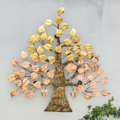 Inspirational Handmade Metallic Foil and Steel Tree Wall Art