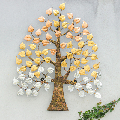 Nature-Themed Metallic Foil and Steel Tree Wall Art