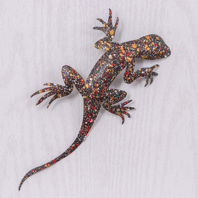 Handcrafted Salamander-Shaped Colorful Iron Wall Art