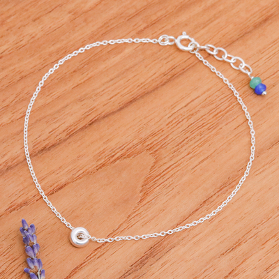 Blue and Green Quartz Sterling Silver Charm Anklet