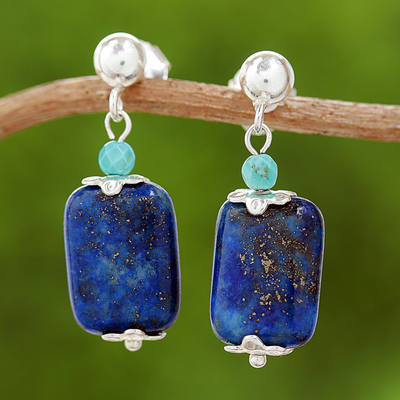 Lapis Lazuli and Howlite Dangle Earrings from Thailand