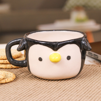 Thai Fair Trade Animal-Themed Ceramic Penguin Espresso Cup