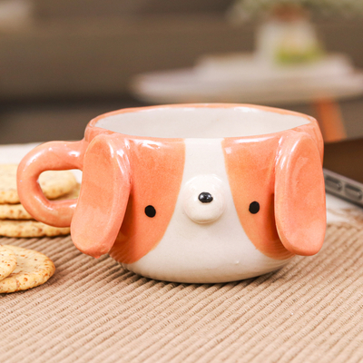 Handmade Dog-Themed Ceramic Beagle Demitasse from Thailand