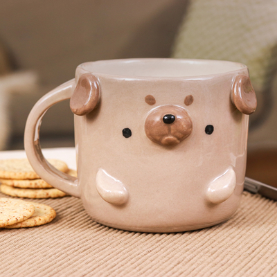 Whimsical Animal-Themed Handcrafted Ceramic Pug Dog Mug