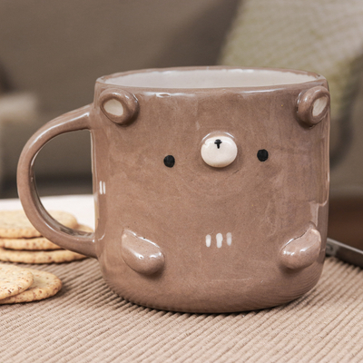 Whimsical Animal-Themed Handcrafted Ceramic Bear Mug