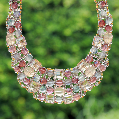 Handmade Glass Beaded Choker Necklace in Warm Hues