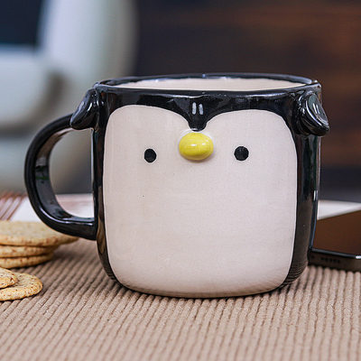 Whimsical Handcrafted Ceramic Penguin Mug with Glossy Finish