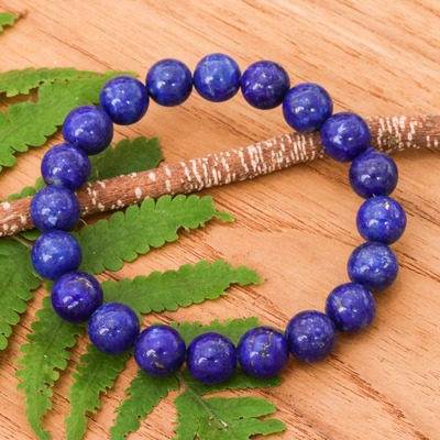 Handcrafted Thai Lapis Lazuli Beaded Stretch Bracelet