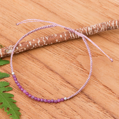 Adjustable Sillimanite Beaded Macrame Pendant Bracelet