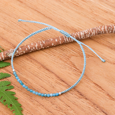 Adjustable Apatite Beaded Macrame Pendant Bracelet