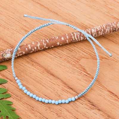 Reconstituted Turquoise Beaded Macrame Pendant Bracelet