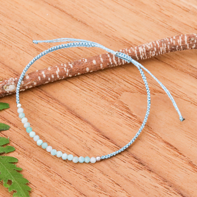 Adjustable Amazonite Beaded Macrame Pendant Bracelet