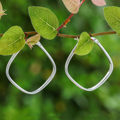 Thai Artisan-Made Minimalist Sterling Silver Hoop Earrings