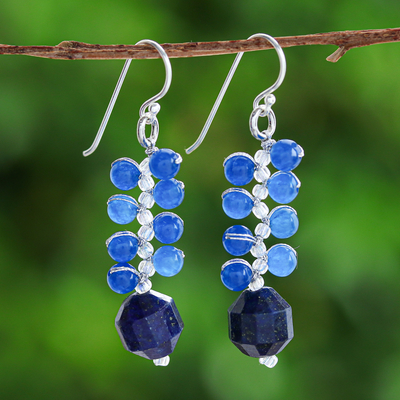 Bilberry-Inspired Glass Beaded Dangle Earrings from Thailand