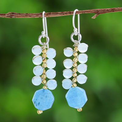 Fair Trade Thai-Made Glass Beaded Blueberry Dangle Earrings