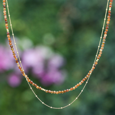 Natural Tourmaline Strand Necklace with 24k Golden Plating
