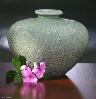 Hand Made Celadon Ceramic Vase
