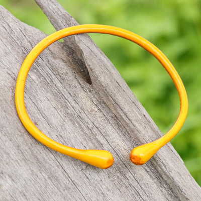 Yellow Hand-Dyed Minimalist Adjustable Leather Cuff Bracelet
