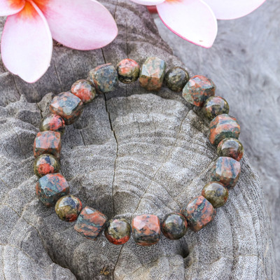 Bohemian Handcrafted Jasper Beaded Stretch Bracelet