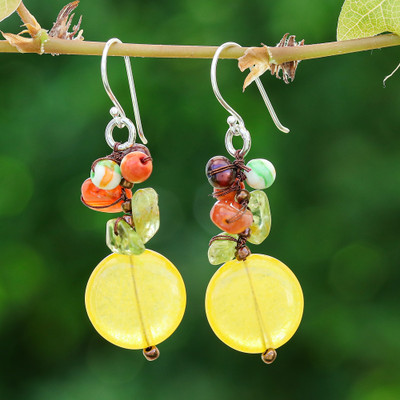 Multi-Gemstone Cluster Earrings in Warm and Yellow Hues