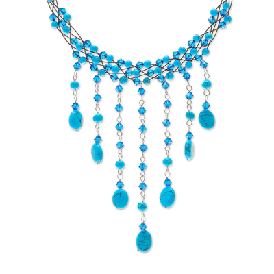 Handcrafted Turquoise Colored Waterfall Necklace