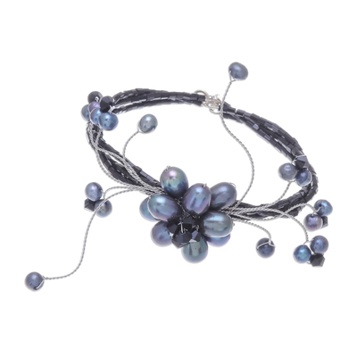 Floral Wristband Pearl Bracelet