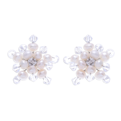 Hand Made Pearl Button Earrings from Thailand