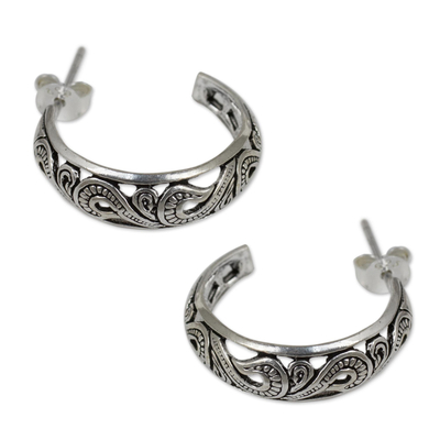 Handmade Sterling Silver Half Hoop Earrings
